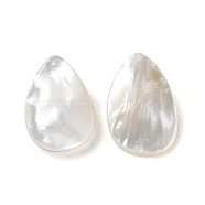 Natural White Shell Beads, Teardrop, Seashell Color, 13~14.5x9.5~10x2~3.5mm, Hole: 0.7mm(SSHEL-C011-06)
