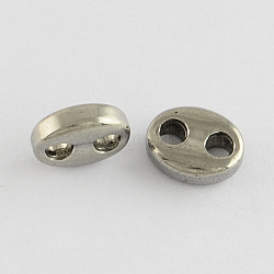 304 Stainless Steel Spacer Beads, Oval, Stainless Steel Color, 7x9x3mm, Hole: 2mm(X-STAS-R055-06)