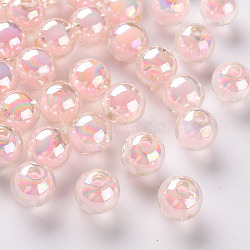 Transparent Acrylic Beads, Bead in Bead, AB Color, Round, Pink, 9.5x9mm, Hole: 2mm(X-TACR-S152-15B-SS2112)