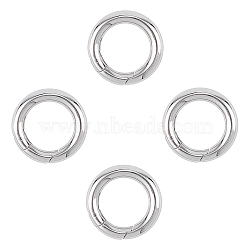 201 Stainless Steel Spring Gate Rings, O Rings, Stainless Steel Color, 6 Gauge, 24x4mm, Inner Diameter: 16mm, 4pcs/box(STAS-UN0010-85P)