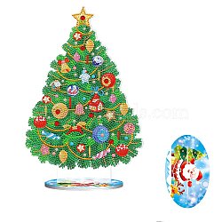 DIY Christmas Theme Display Decor Diamond Painting Kits, Including Plastic Board, Resin Rhinestones, Pen, Tray Plate and Glue Clay, Christmas Tree, 295x200x80mm(XMAS-PW0001-101K)