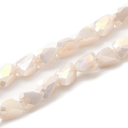 Electroplate Glass Beads Strands, AB Color, Faceted, Triangle, Seashell Color, 7x5.5~6x5.5~6mm, Hole: 1.2mm, about 79~80pcs/strand, 22.60''(57.4cm)(EGLA-I017-02-AB01)