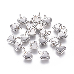 304 Stainless Steel Pendant Cabochon Settings, Heart, Stainless Steel Color, 10x7x2.2mm, Hole: 2mm(STAS-F222-025)