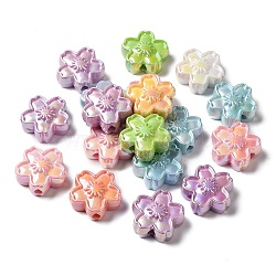 UV Plating Acrylic Beads, AB Color, Flower, Mixed Color, 19.5x19x7.5mm, Hole: 2.5mm(MACR-A010-06)