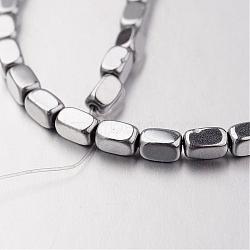 Electroplate Non-magnetic Synthetic Hematite Bead Strands, Cuboid, Silver Plated, 4x3x3mm, Hole: 1mm, about 90pcs/strand, 15.7 inch(G-F300-40B-01)