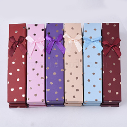 Cardboard Necklaces or Bracelets Boxes, with Bowknot and Sponge Inside, Rectangle, Mixed Color, 21x4.4x2.1cm(CBOX-N011-01)