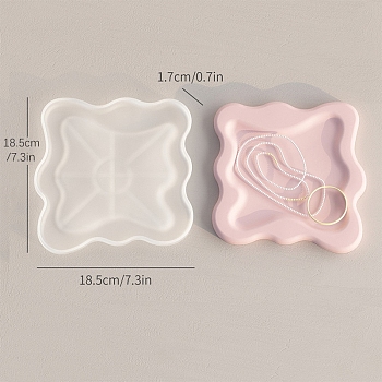 DIY Food Grade Silicone Storage Plate Molds, Decoration Making, Resin Casting Molds, For UV Resin, Epoxy Resin Jewelry Making, Square, 185x185x17mm