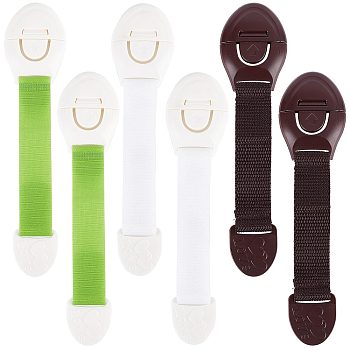 12Pcs 3 Style PVC ABS Baby Proofing Child Safety Locks, with Webbing, No Screws, Drawer Clasp, Mixed Color, 210x50mm, 4pcs/style