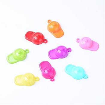Opaque Acrylic Pendants, Hat, Mixed Color, 37x21.5x10.5mm, Hole: 2.5mm, about 300pcs/500g