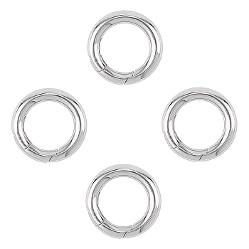 201 Stainless Steel Spring Gate Rings, O Rings, Stainless Steel Color, 6 Gauge, 24x4mm, Inner Diameter: 16mm, 4pcs/box