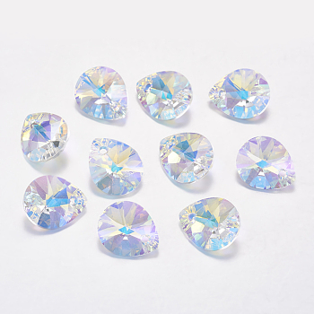 Faceted K9 Glass Rhinestone Charms, Imitation Austrian Crystal, Drop, Crystal AB, 8x6x4mm, Hole: 1mm