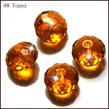 Imitation Austrian Crystal Beads, Grade AAA, Faceted, Rondelle, Orange, 10x7mm, Hole: 0.9~1mm