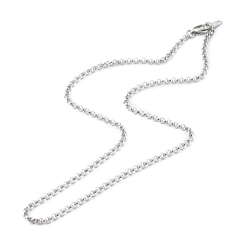 304 Stainless Steel Rolo Chain Necklaces, Stainless Steel Color, 18.11 inch(460mm)
