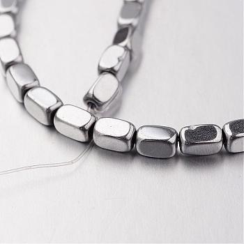 Electroplate Non-magnetic Synthetic Hematite Bead Strands, Cuboid, Silver Plated, 4x3x3mm, Hole: 1mm, about 90pcs/strand, 15.7 inch