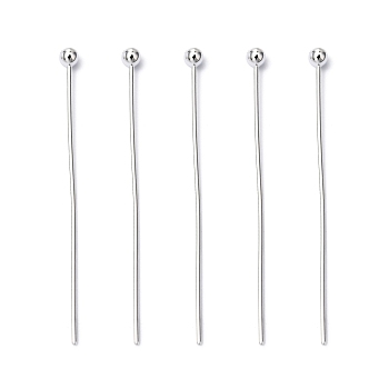 Brass Ball Head pins, Cadmium Free & Lead Free, Silver Color Plated, 30x0.5mm, 24 Gauge, Head: 2mm, about 10000pcs/bag