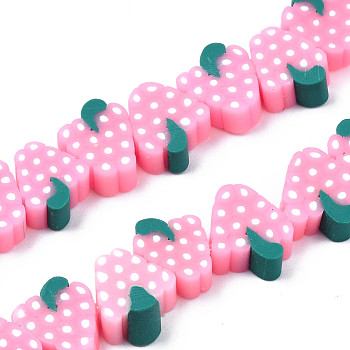 Autumn Theme Handmade Polymer Clay Bead Strands, Grape Slice, Pearl Pink, 9~11.5x8~11x4mm, Hole: 1.6mm, about 36~40pcs/strand, 12.60 inch~12.80 inch(32~32.5cm)