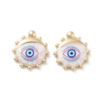 Rack Plating Alloy Enamel Pendants, with Resin, Sun with Evil Eye Charm, Cadmium Free & Nickel Free & Lead Free, Golden, Red, 20.5x18.5x4mm, Hole: 1.6mm