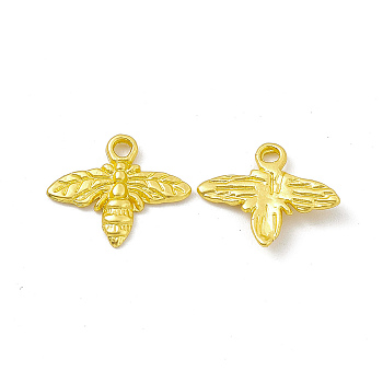 Rack Plating Alloy Charms, Cadmium Free & Lead Free & Nickle Free, Bee Charms, Matte Gold Color, 13.4x15.8x2mm, Hole: 1.5mm