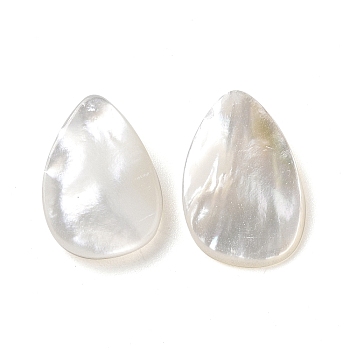 Natural White Shell Beads, Teardrop, Seashell Color, 13~14.5x9.5~10x2~3.5mm, Hole: 0.7mm