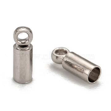 Brass Cord End, Nickel Free, Platinum Color, 8x2.8mm, 2.1mm inner diameter, hole: 1.5mm(X-KK-H731-N-NF)