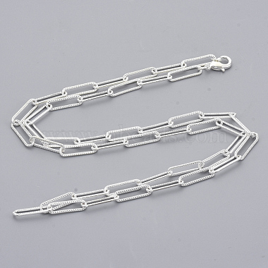 Brass Textured Paperclip Chain Necklace Making(MAK-S072-01B-S)-2