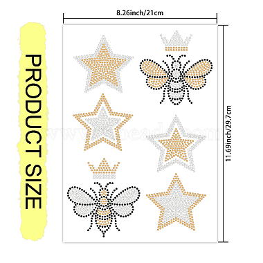 couronne d'étoiles abeilles verre hotfix strass(DIY-WH0303-288)-2