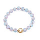 Round Glass Beaded Stretch Bracelet with Gold Plated Brass Ring for Women(BJEW-N018-02J)-1