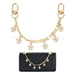 Brass Figaro Chains Bag Strap, with Swivel Clasps and Brass Flower Charms, for Bag Replacement, Golden, 205mm(AJEW-TAC00040)