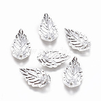 Brass Pendants, Leaf, Silver, 17.5x10.5x2.5mm, Hole: 1.2mm(KK-TAC0002-08S)
