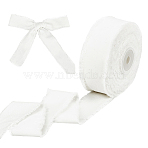 10 Yards Velvet Frayed Ribbon, Raw Edged Ribbon, White, 1-1/2 inch(38mm), about 10.00 Yards(9.14m)/Skein(SRIB-WH0011-226A)