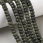 Natural Chinese Jade Southern Jade Beads Strands, Smooth Rondelle, Dark Green, 8~9x5~5.5mm, Hole: 1.4mm, about 69~74pcs/strand, 14.57~15.16''(37~38.5cm)(GG-CBA9281-A04-5x8mm)