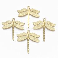 Alloy Big Pendants, Matte Style, Cadmium Free & Nickel Free & Lead Free, Dragonfly, Real 14K Gold Plated, 53.5x50x3mm, Hole: 3mm(X-PALLOY-R113-016-NR)