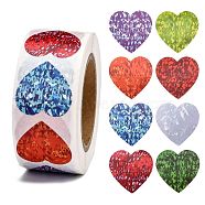 Heart Shaped Stickers Roll, Valentine's Day Sticker Adhesive Label, for Decoration Wedding Party Accessories, Colorful, 25x25mm, 500pcs/roll(DIY-K027-A16)