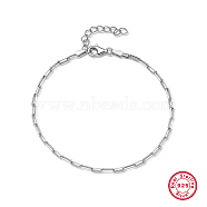 925 Sterling Silver Paperclip Chains Bracelets for Women, Platinum, 6-1/4 inch(16cm)(YO1796-2)