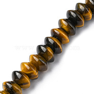Natural Tiger Eye Beads Strands, Saucer Beads, Rondelle, 12x5.5~6.5mm, Hole: 1.2mm, about 33pcs/strand, 7.80~8.82 inch(19.8~22.4cm)(G-F743-05F)