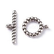 Brass Toggle Clasps, Bar & Ring, Antique Silver, Ring: 13.5x10.5x2mm, Bar: 17.5x4x5.5mm, Hole: 1.8mm(KK-A149-18AS)