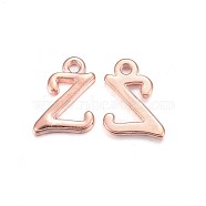 Rose Gold Plated Alloy Letter Pendants, Rack Plating, Letter.Z, 13x10x2mm, Hole: 1.5mm(PALLOY-P097-05-Z)