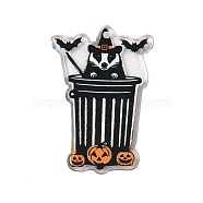 Halloween Theme Opaque Acrylic Pendants, Raccoon, Black, 41x27.5x1.8mm, Hole: 2.2mm(SACR-S034-08A)