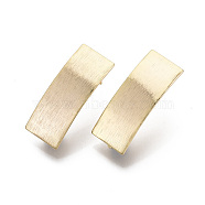 Brass Stud Earring Findings, with Loop, Nickel Free, Textured, Rectangle, Real 18K Gold Plated, 25.5x10mm, Hole: 2mm, Pin: 0.7mm(KK-N233-015-NF)