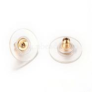 304 Stainless Steel Bullet Clutch Earring Backs, with Plastic Pads, Ear Nuts, Golden, 12x12x6mm, Hole: 1mm, Fit For 0.6~0.8mm Pin(STAS-T004-10G)