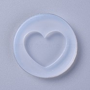 Food Grade Silicone Molds, Resin Casting Molds, For UV Resin, Epoxy Resin Jewelry Making, Heart, White, 53x8mm, Heart: 25x34mm(DIY-L026-021)