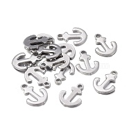 201 Stainless Steel Charms, Laser Cut, Anchor, Stainless Steel Color, 12x9x0.9mm, Hole: 1.4mm(STAS-F255-021P)