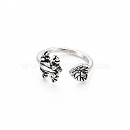 Men's Alloy Cuff Finger Rings, Open Rings, Cadmium Free & Lead Free, Frog, Antique Silver, US Size 7 1/2(17.7mm)(RJEW-N029-078)