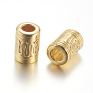 Golden Alloy Column Beads, Lead Free & Cadmium Free & Nickel Free, 10x7mm, Hole: 4mm(K08WS012)