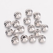 Brass Spacer Beads, Bicone, Platinum, about 4mm in diameter, hole: 1mm(EC008)