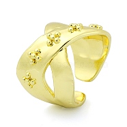 Brass Open Cuff Ring, Criss Cross Finger Ring, Real 18K Gold Plated, Inner Diameter: 18mm(RJEW-B051-30G)