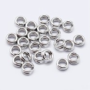 925 Sterling Silver Double Loop Jump Rings, Round Rings, Platinum, 5x1mm, Inner Diameter: 3.5mm(STER-F036-01P-0.6x5mm)