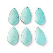 Natural Howlite Pendants, Dyed, Teardrop, Turquoise, 35x20x8mm, Hole: 1.4mm(TURQ-L031-029)
