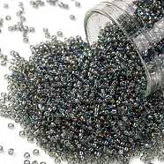 TOHO Round Seed Beads, Japanese Seed Beads, (176B) Dark Grey Black Diamond Transparent Rainbow, 15/0, 1.5mm, Hole: 0.7mm, about 3000pcs/10g(X-SEED-TR15-0176B)