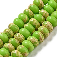 Synthetic Imperial Jasper Dyed Beads Strands, Rondelle, Green Yellow, 8~8.5x5~5.5mm, Hole: 1.2mm, about 76~77pcs/strand, 15.20''~15.47"(38.6~39.3cm)(G-D077-E01-01D)